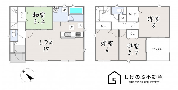 甲賀市甲南町葛木、新築一戸建ての間取り画像です