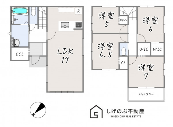 草津市東矢倉、新築一戸建ての間取り画像です