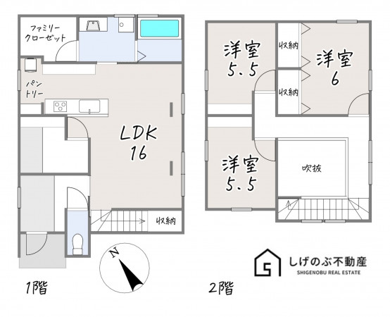 草津市橋岡町、中古一戸建ての間取り画像です