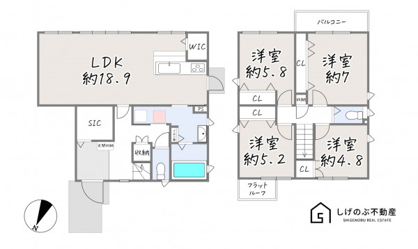 草津市追分南、新築一戸建ての間取り画像です