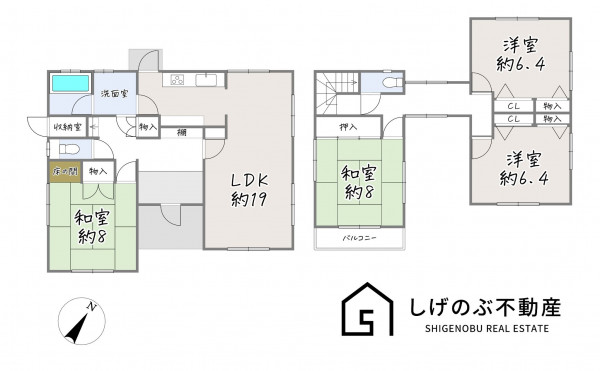 草津市若草、中古一戸建ての間取り画像です