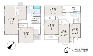 甲賀市水口町山、中古一戸建ての間取り画像です