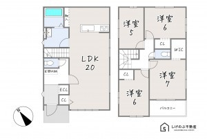 草津市川原、新築一戸建ての間取り画像です