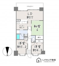 草津市笠山、中古マンションの間取り画像です