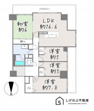 草津市笠山、中古マンションの間取り画像です
