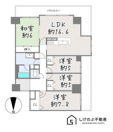 草津市笠山、中古マンションの間取り画像です