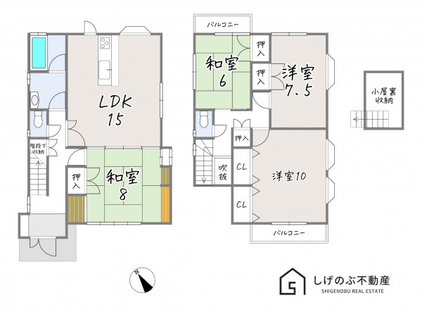 草津市笠山、中古一戸建ての間取り画像です