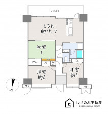 草津市笠山、中古マンションの間取り画像です
