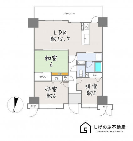 草津市笠山、中古マンションの間取り画像です