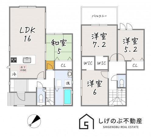 草津市上笠、新築一戸建ての間取り画像です
