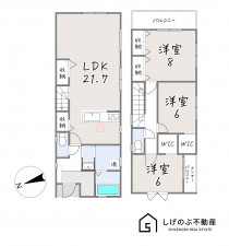 甲賀市水口町新城、新築一戸建ての間取り画像です