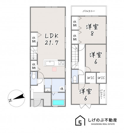 甲賀市水口町新城、新築一戸建ての間取り画像です