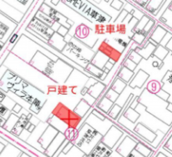 草津市草津、中古一戸建ての地図画像です