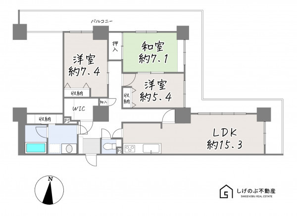 栗東市綣、中古マンションの間取り画像です