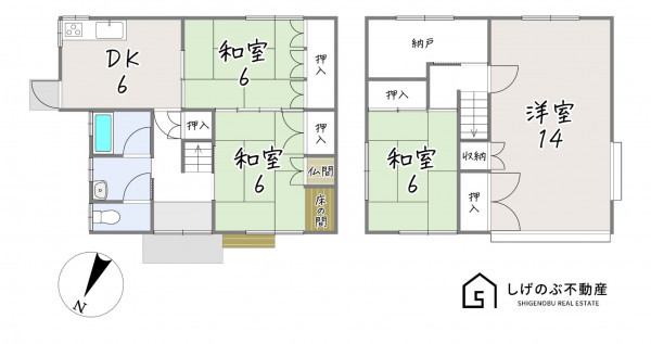 草津市岡本町、中古一戸建ての間取り画像です