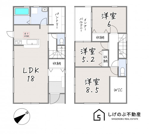 甲賀市水口町八坂、新築一戸建ての間取り画像です