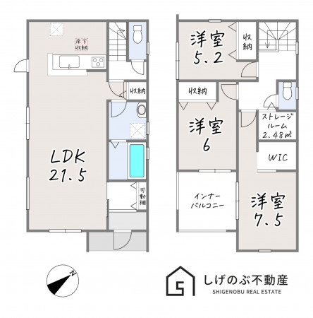 甲賀市水口町八坂、新築一戸建ての間取り画像です