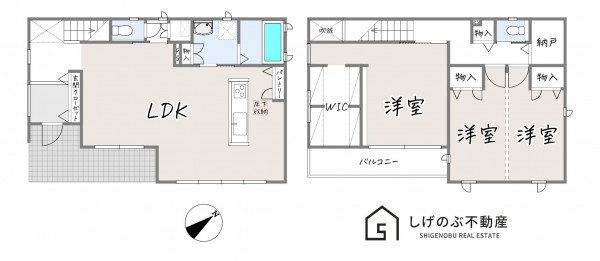湖南市水戸町、中古一戸建ての間取り画像です