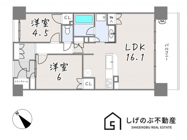 草津市大路、中古マンションの間取り画像です
