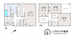 栗東市上鈎、新築一戸建ての間取り画像です