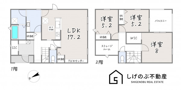 栗東市上鈎、新築一戸建ての間取り画像です