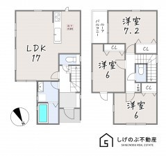 栗東市霊仙寺、新築一戸建ての間取り画像です