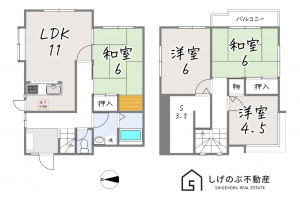 湖南市下田、中古一戸建ての間取り画像です