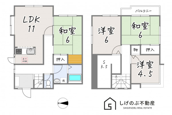 湖南市下田、中古一戸建ての間取り画像です