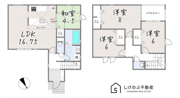 草津市上笠、新築一戸建ての間取り画像です