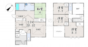 栗東市小平井、中古一戸建ての間取り画像です