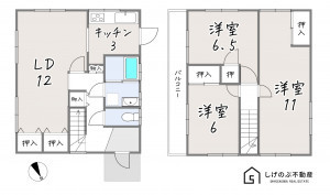 草津市桜ヶ丘、中古一戸建ての間取り画像です
