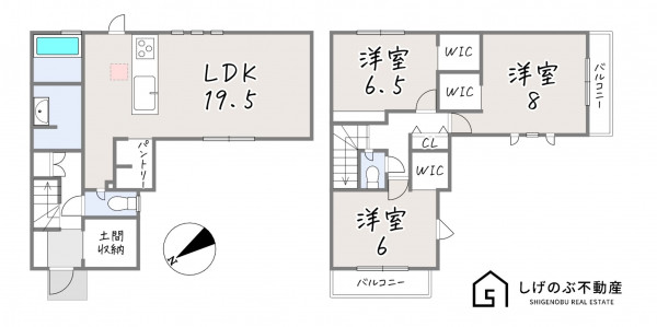 草津市上笠、新築一戸建ての間取り画像です