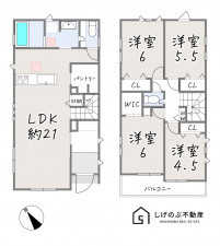 草津市上笠、新築一戸建ての間取り画像です