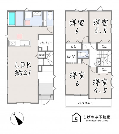 草津市上笠、新築一戸建ての間取り画像です