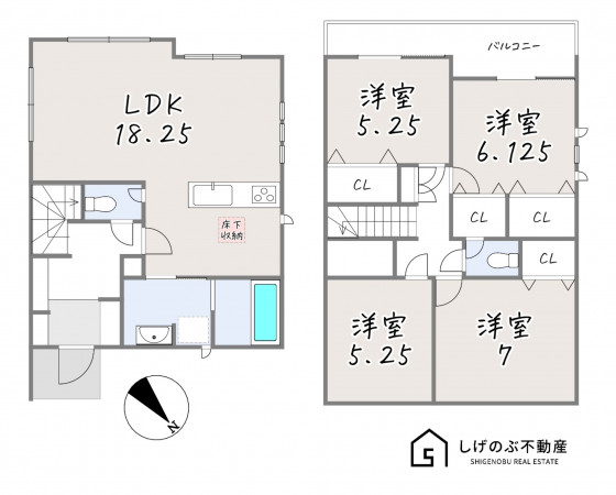 草津市上笠、新築一戸建ての間取り画像です