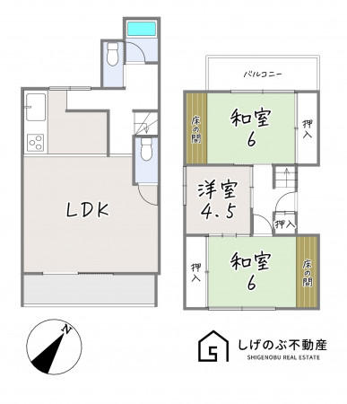 草津市矢橋町、中古一戸建ての間取り画像です