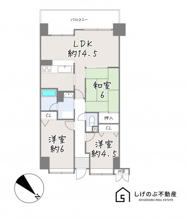 草津市笠山、中古マンションの間取り画像です