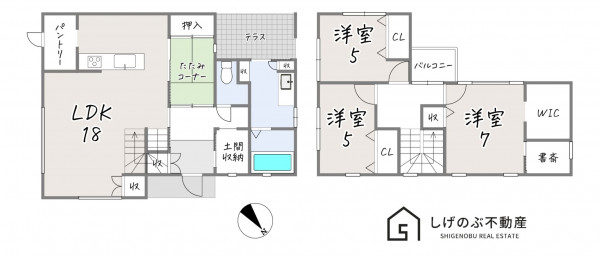 栗東市目川、中古一戸建ての間取り画像です