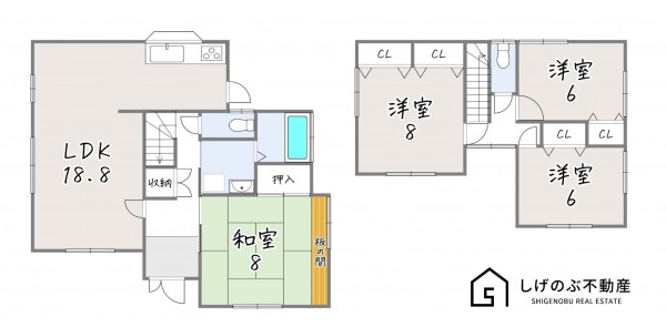 草津市若草、中古一戸建ての間取り画像です