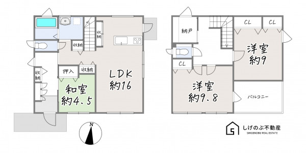 草津市追分南、中古一戸建ての間取り画像です