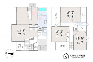 湖南市日枝山手台、中古一戸建ての間取り画像です