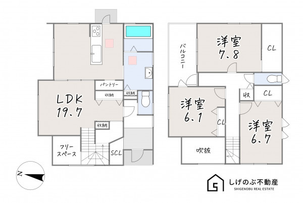湖南市日枝山手台、中古一戸建ての間取り画像です