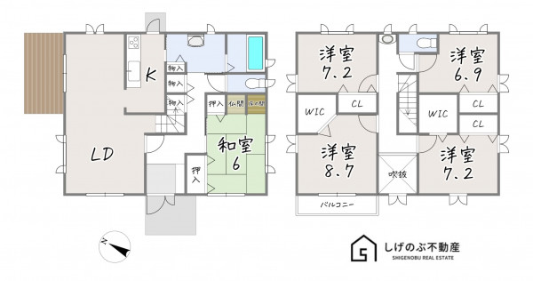 草津市追分、中古一戸建ての間取り画像です