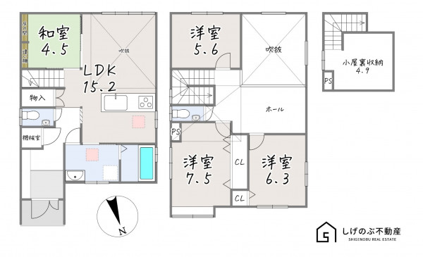 草津市上笠、新築一戸建ての間取り画像です