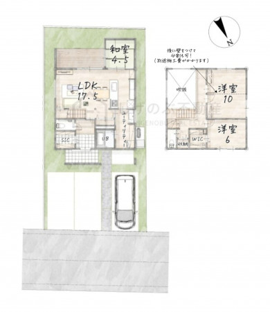 栗東市岡、新築一戸建ての間取り画像です