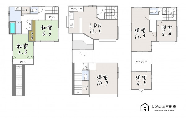 栗東市中沢、中古一戸建ての間取り画像です