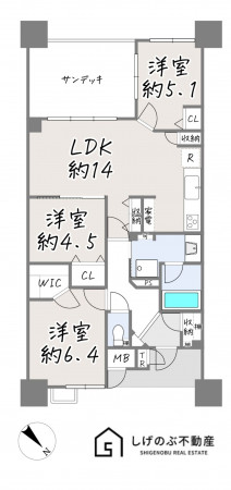 草津市野路、中古マンションの間取り画像です