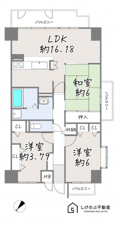 栗東市安養寺、中古マンションの間取り画像です