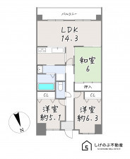 栗東市綣、中古マンションの間取り画像です