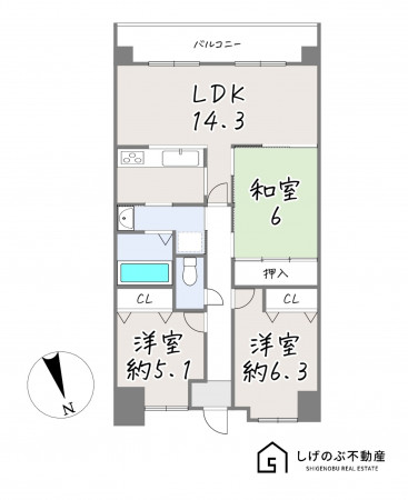 栗東市綣、中古マンションの間取り画像です